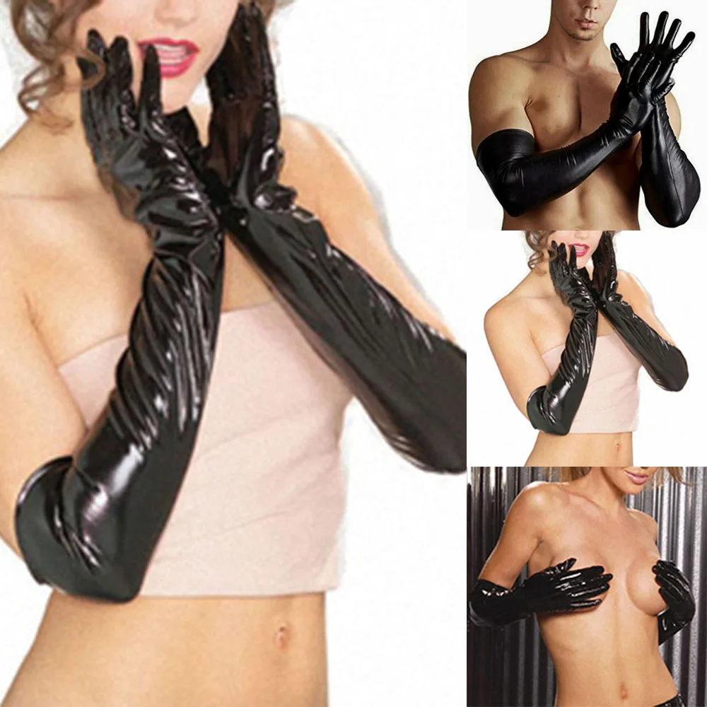 

Hot Mens Sexy Long Gloves Faux Leather Wet Look Latex Party Opera Club Costume Hip-Pop Cosplay Costume Nightclub Style