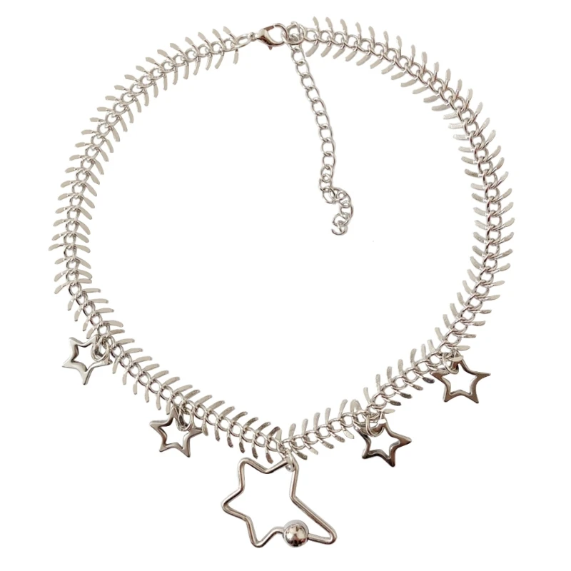 

N58F Star Necklace Niche Simple Hip-hop Clavicle Chain Female Fishbone Short Necklace