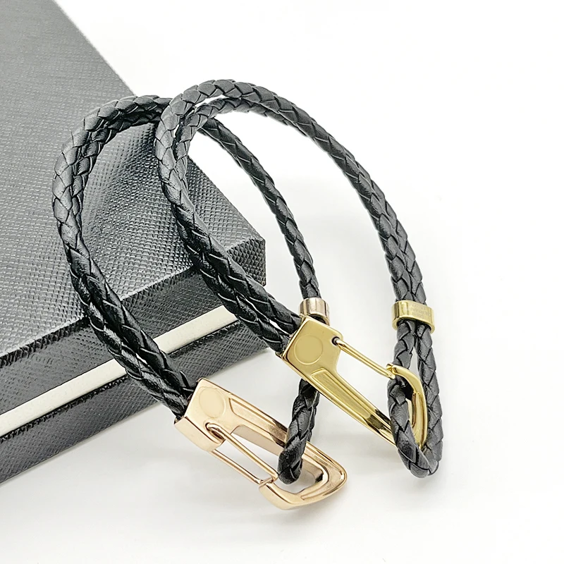 LAN MB Bracelet PU Leather Lobster Clasp 4 colors With Six Star Couple Rope