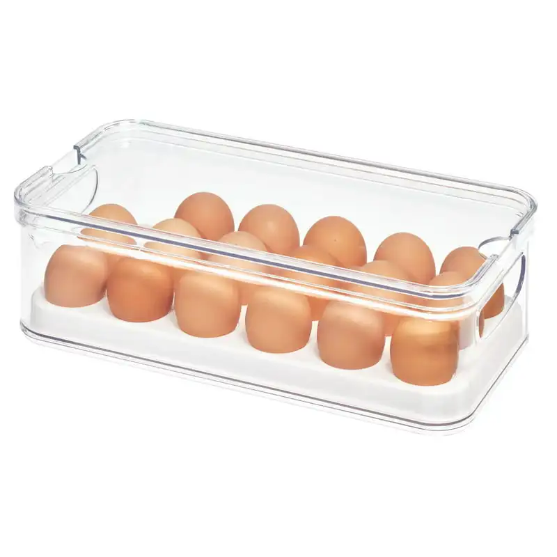 

Crisp Plastic Egg Bin, Holds Up to 18 Eggs, 12.72" x 6.32" x 3.88", Clear and White