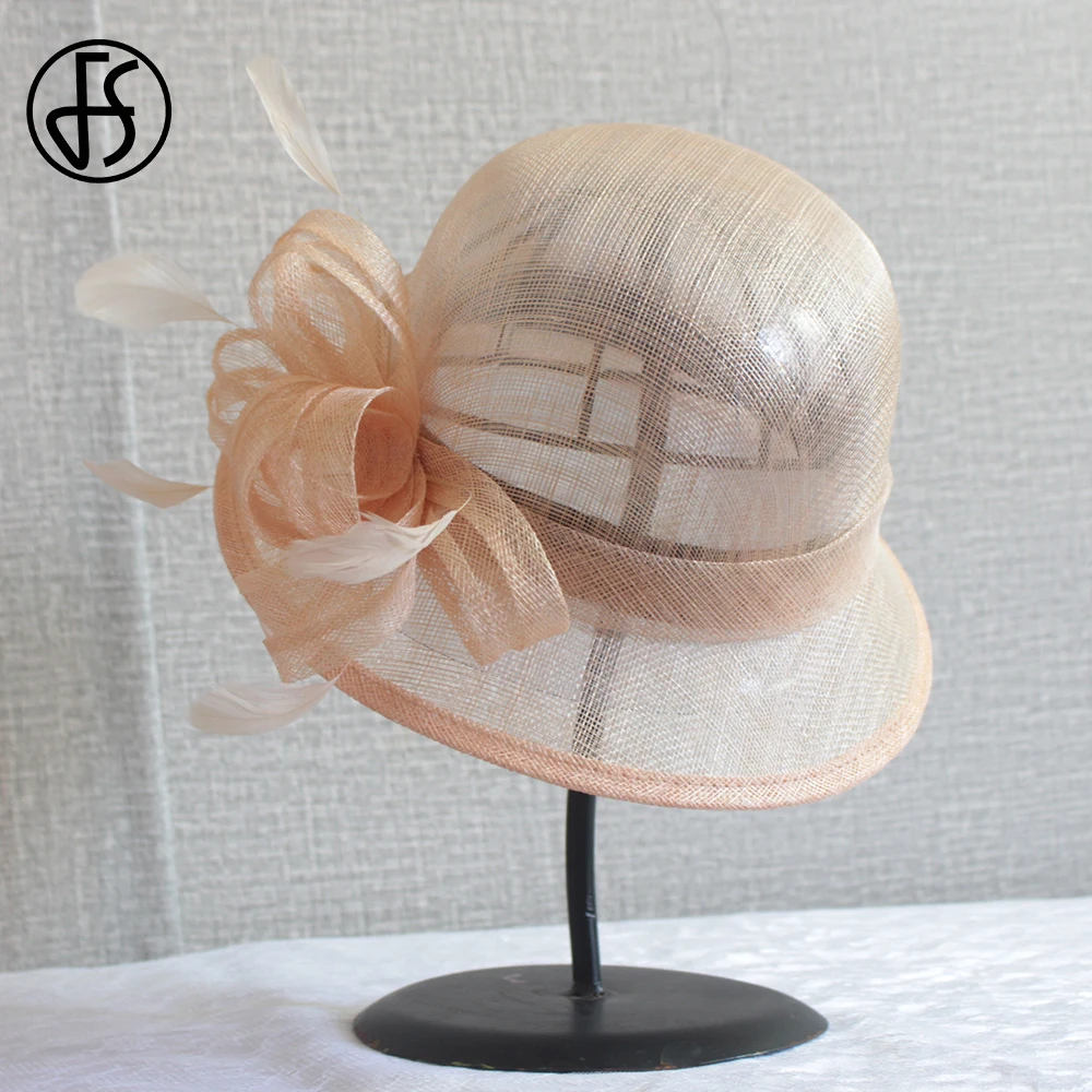 FS Summer English Hats For Women Luxury Wedding Ceremony Sunbonnet Ladies Vintage Leisure White Champagne Sunscreen Beach Cap images - 6