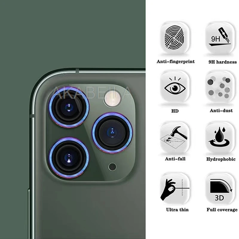 Фото Металлическое кольцо для защиты объектива камеры для iPhone 17 11 16 15 Pro Max 13 14 Plus 12 Mini Air 16promax 17promax Стеклянная пленка для объектива камеры №5