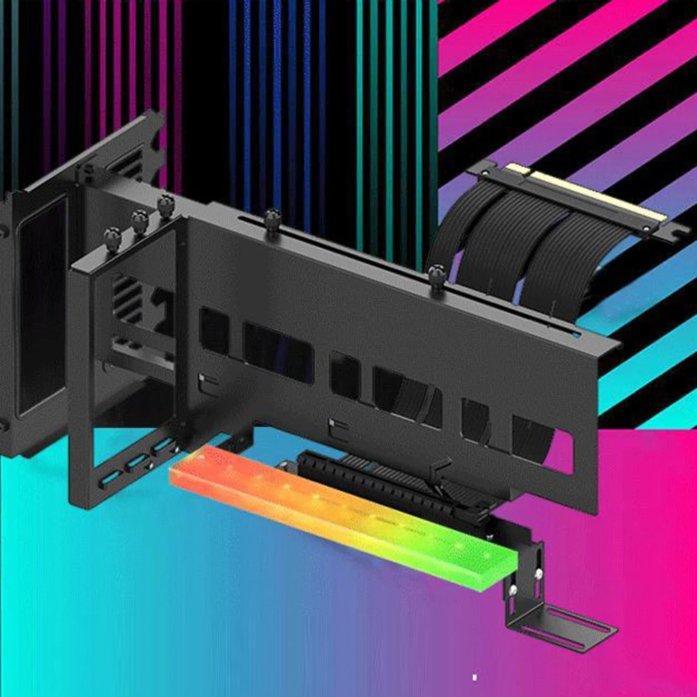 

Graphics Card Bracket RGB Light Graphics Video Card Bracket with PCI-E 4.0 X16 Adapter Cable for ATX Case Computer Accessories