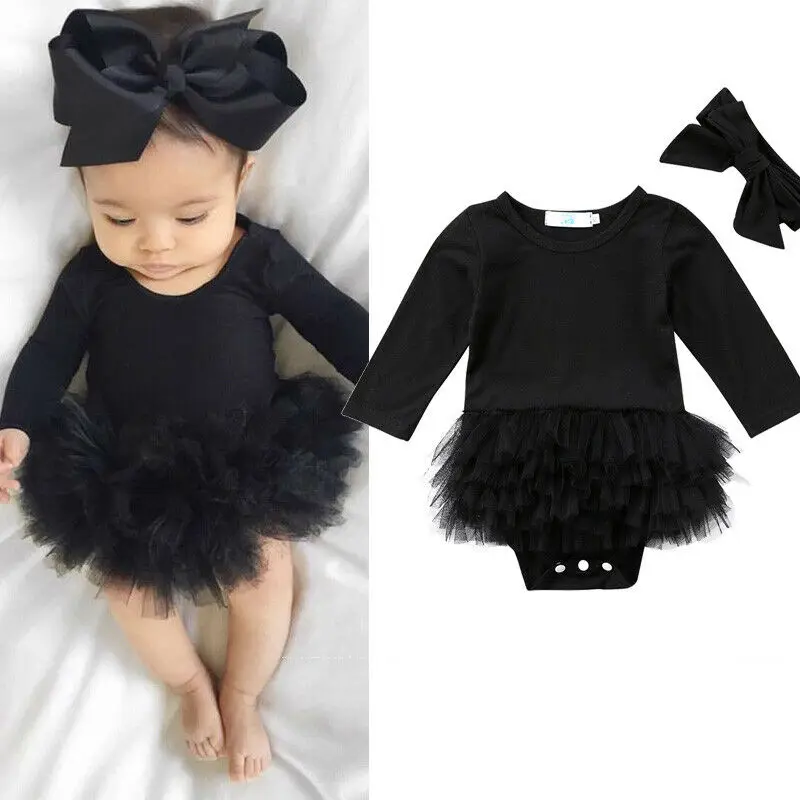 

0-24M Baby Girls Dress Newborn Infant Baby Girls Long Sleeve Romper Tulle Tutu Jumpsuit Princess Party Clothes Outfit