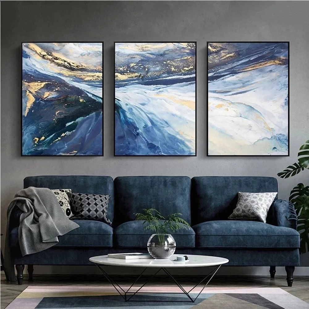 

Abstract Diamond Painting 3PCS Blue Gold Marble Luxury Picture Diamond Embroidery Landscape Home Decor Wall Art Mosaic Kit