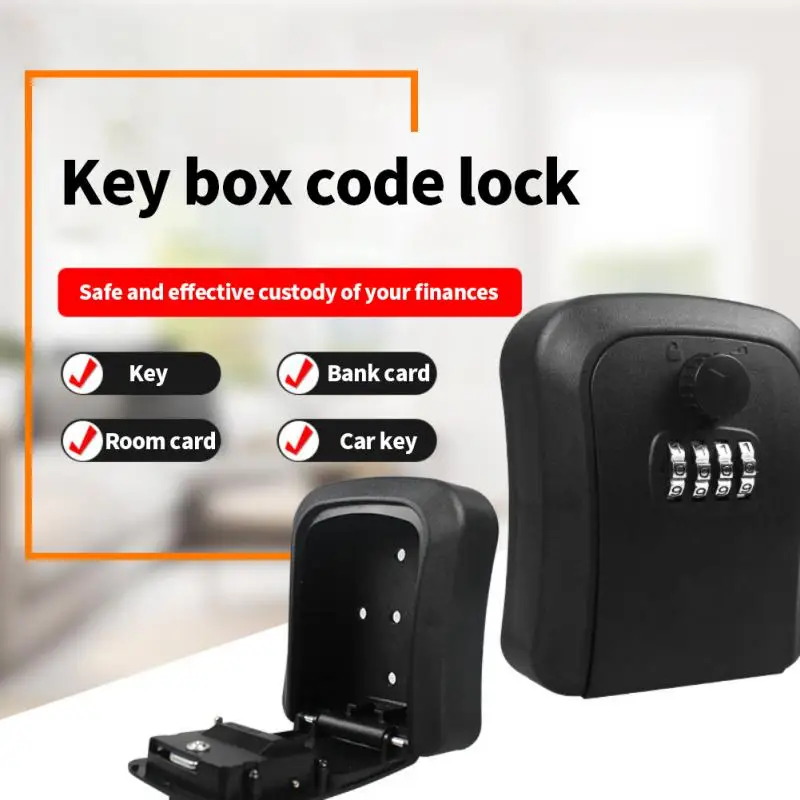 

Wall-mounted Key Storage Secret Box Organizer Weatherproof 4 Digit Combination Password Security Code Lock Home Key Safe Box