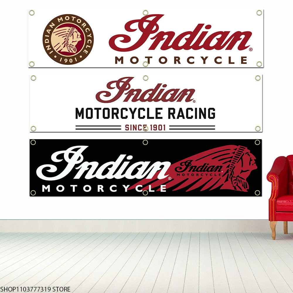 60x240 см MC индийский мотоциклетный фотофлаг Полиэстер Печатный гаражный искусство