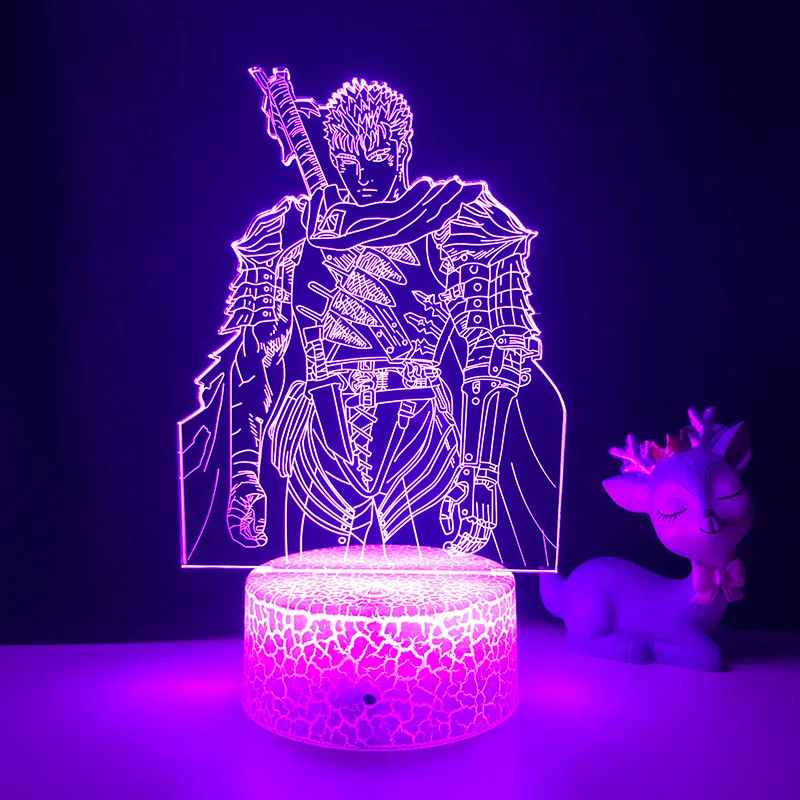 

Berserk Guts Figure Anime 3D Illusion Lamp for Bedroom Decoration Kids Night Light Manga Gift Bedside Led Night Lamp Berserk Gut