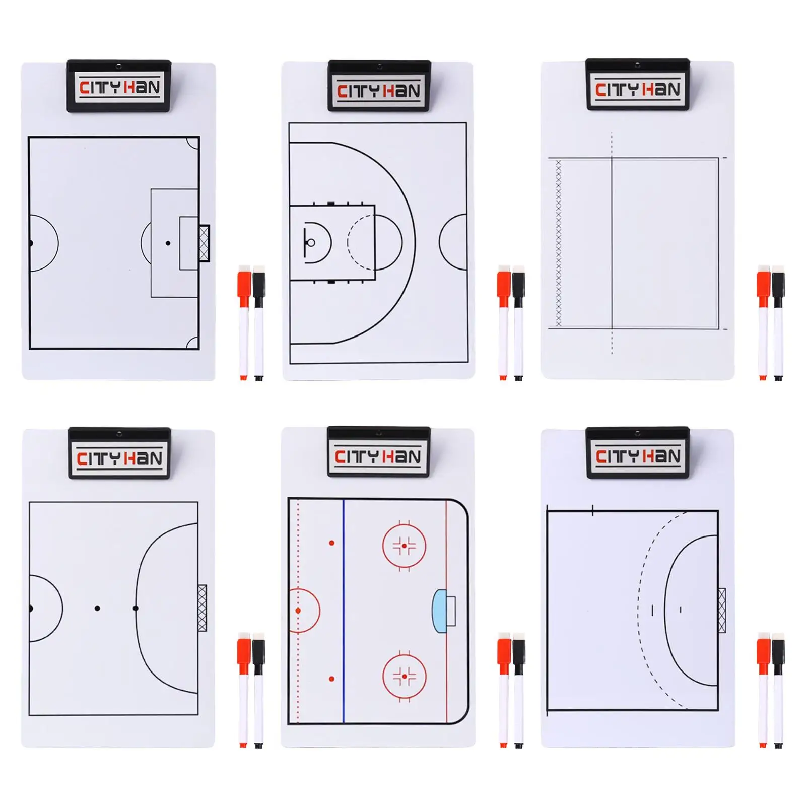 

Double Sided Ball Coaching Board Coaches Clipboard with Pen Full Half Court Game Sports Tactical Board for Strategizing Training