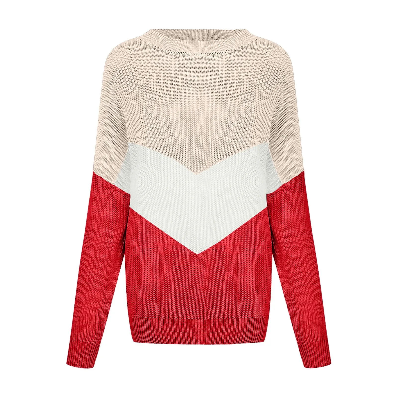 Женский свитер пуловер повседневный с круглым вырезом и длинными рукавами