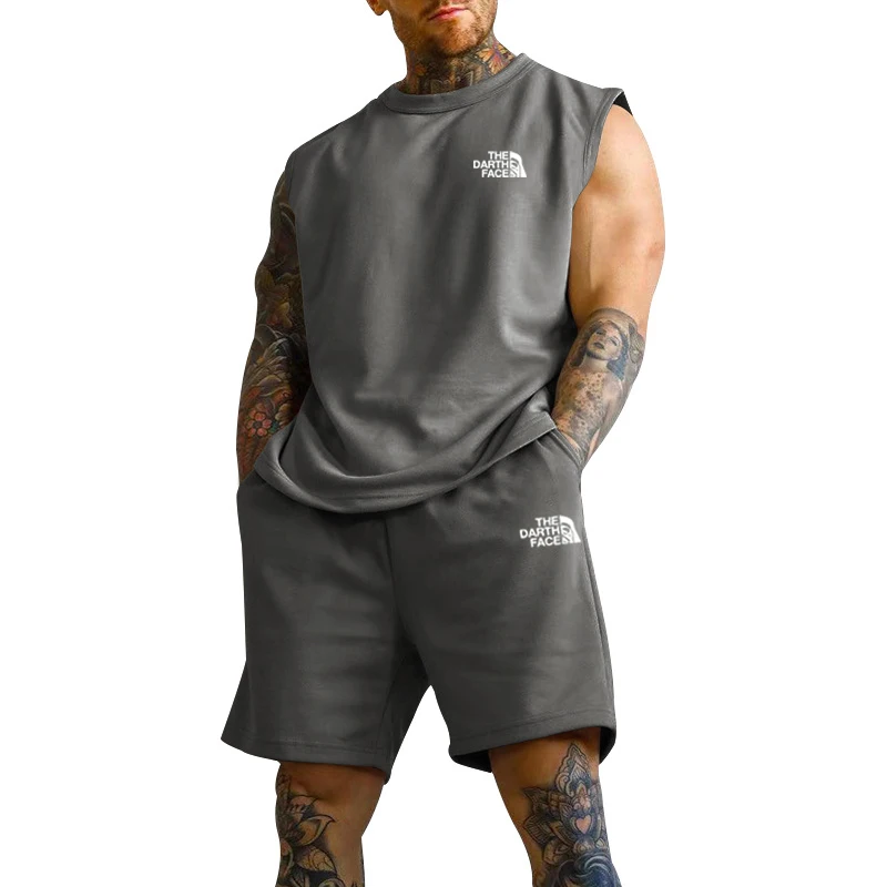 Men's Athleisure Sleeveless T Shirt Shorts Set 2 Piece Set Summer New Men's Casual Short Suit Men