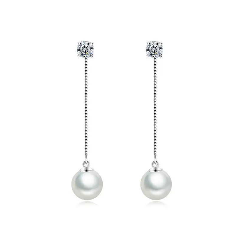 

Exquisite 925 Sterling Silver Drop Earrings For Women Jewelry Accessories Gifts Zircon Pearl Long Earrings Ear Chian oorbellen