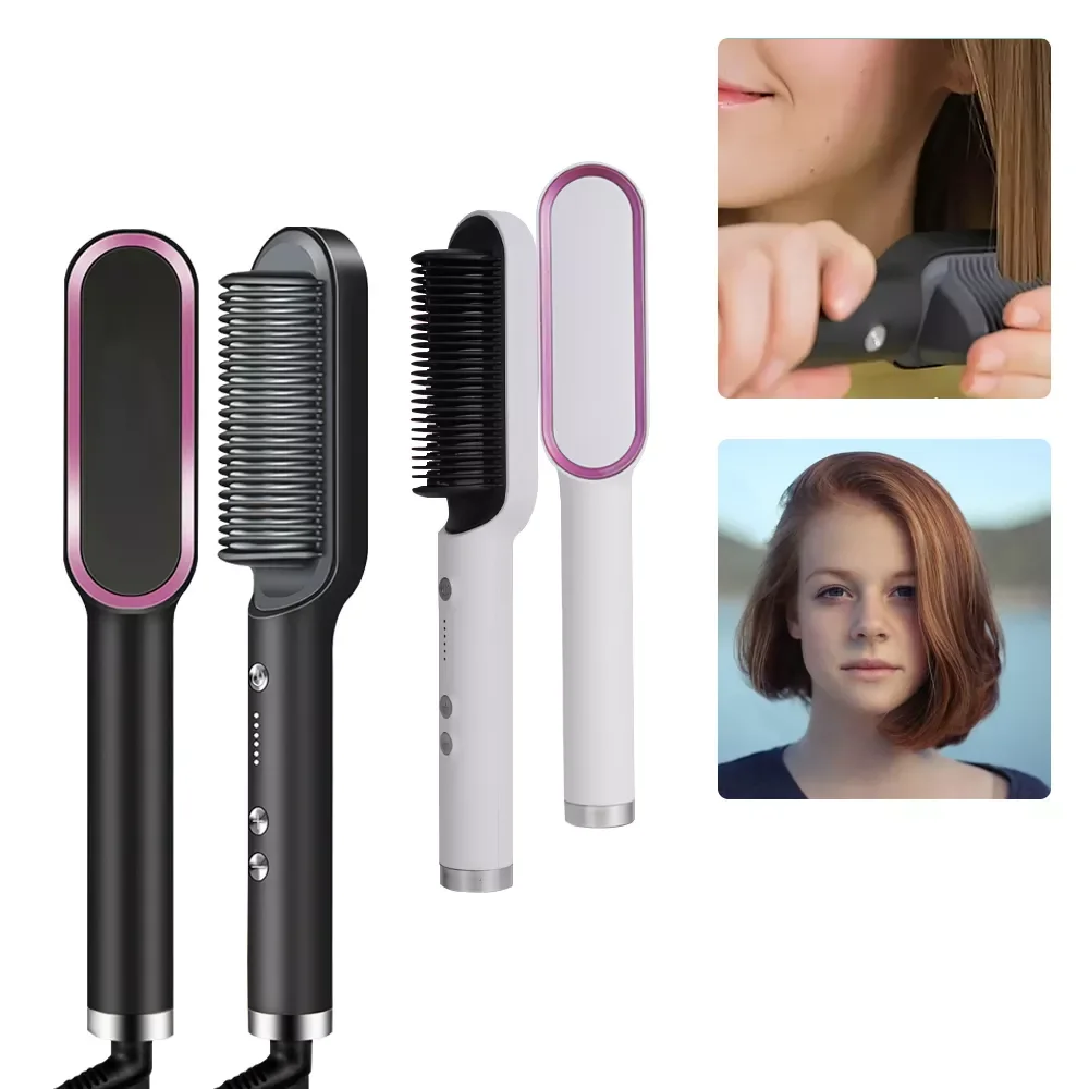 

NEW2023 Multifunctional Professional Hair Straightener Tourmaline Ceramic Hair Curler Brush Hair Comb Straighteners Curling Hair