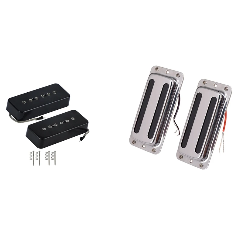

2PCS Single Coil Guitar Parts Black With 2PCS Metal Pickups Double Coil Bridge Neck Humbucker Pickups