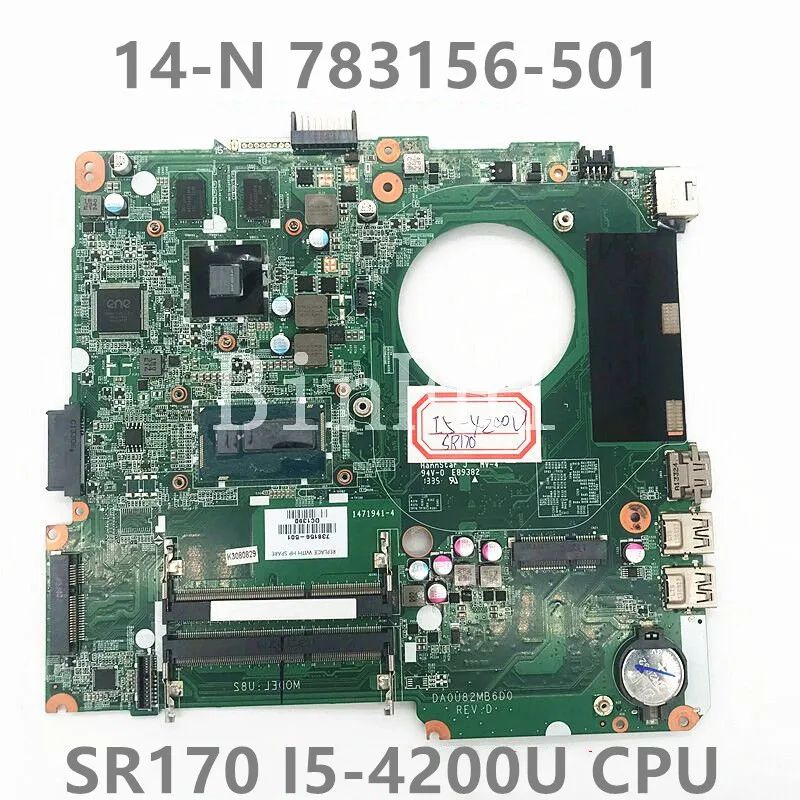 

738156-001 738156-501 High Quality 14-N Laptop Motherboard DA0U82MB6D0 With SR170 I5-4200U CPU 740M/2GB GPU 100% Full Tested OK