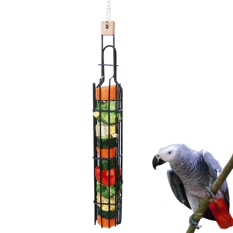 Parrot Water Fruit Basket Birds Fruit Vegetable Rack Food Pendant For Parakeet Metal Feeding Device Birds Cage Feeder