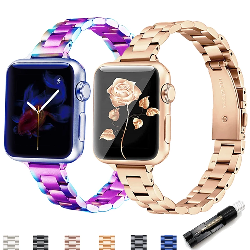 

Ремешок из нержавеющей стали для apple watch band 45 мм 41 мм 40 мм 44 мм, женский браслет для iwatch series 7 6 5 4 3 38 мм 42 мм