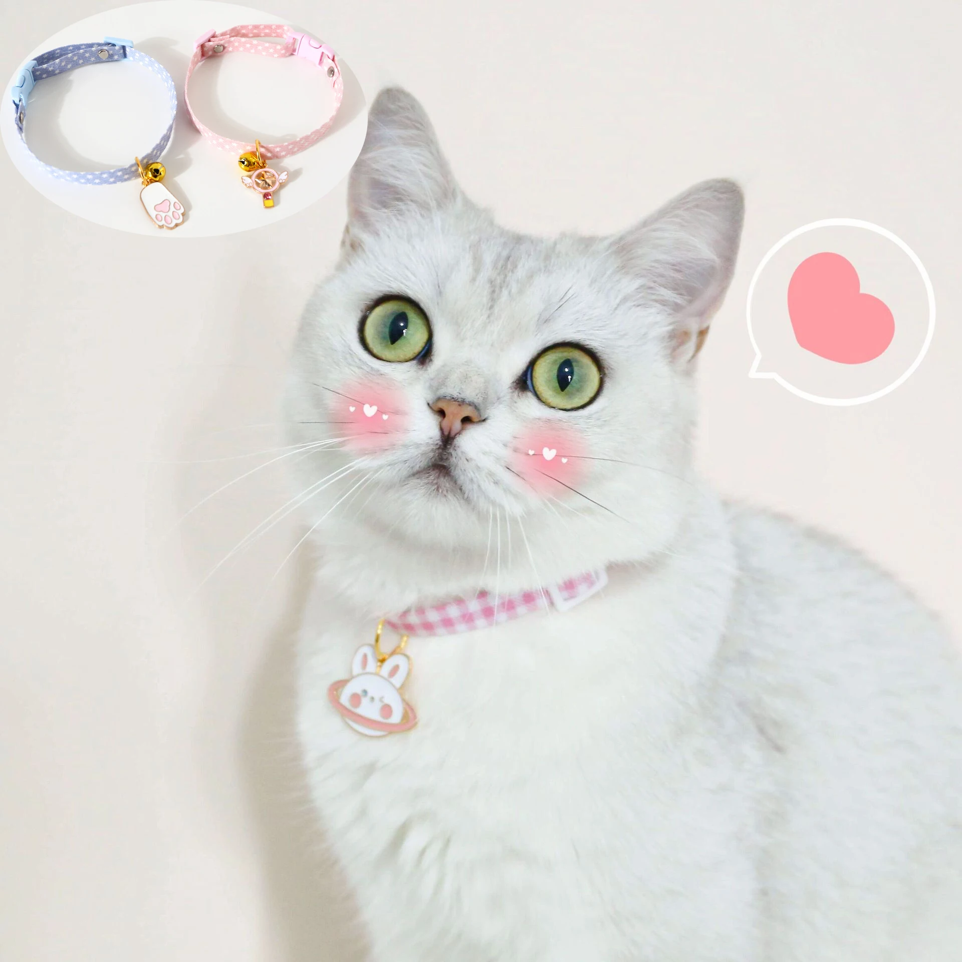 

2 Pcs Pet Cat Dog Safety Cat Collar Buckles With Bell Adjustable Cat Buckle Collars Suitable Kitten Puppy Accessories Supplies