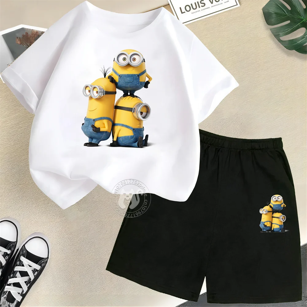 2 шт. детский хлопковый костюм с коротким рукавом и шортами