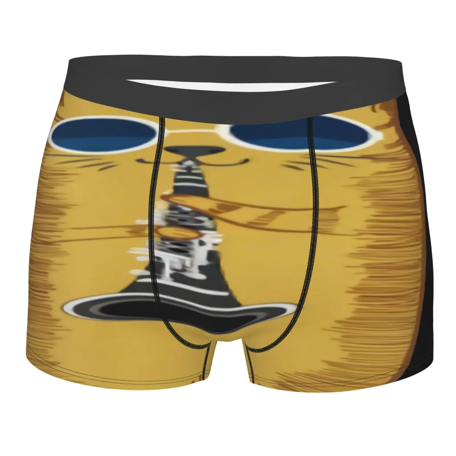 

Трусы-боксеры в стиле хиппи для мужчин и женщин, пикантное нижнее белье с кошачьими играми, кларнет, с карманами