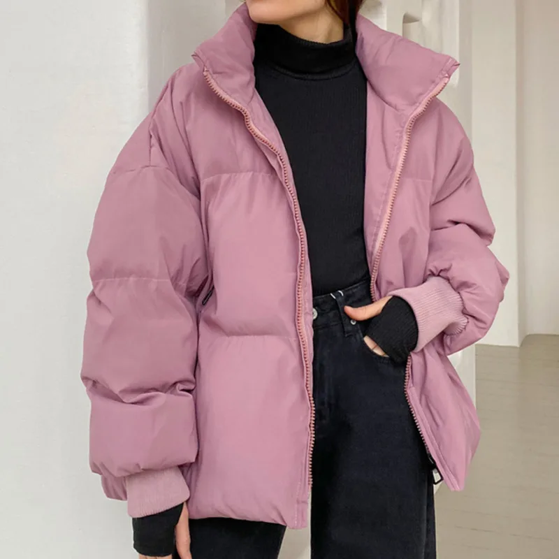 Cotton Yiyiyouni Autumn Winter Down Puffer Jacket Woman Thick Bubble Coat Liner Padded Parkas  Zipper Outerwear Padded Jacket