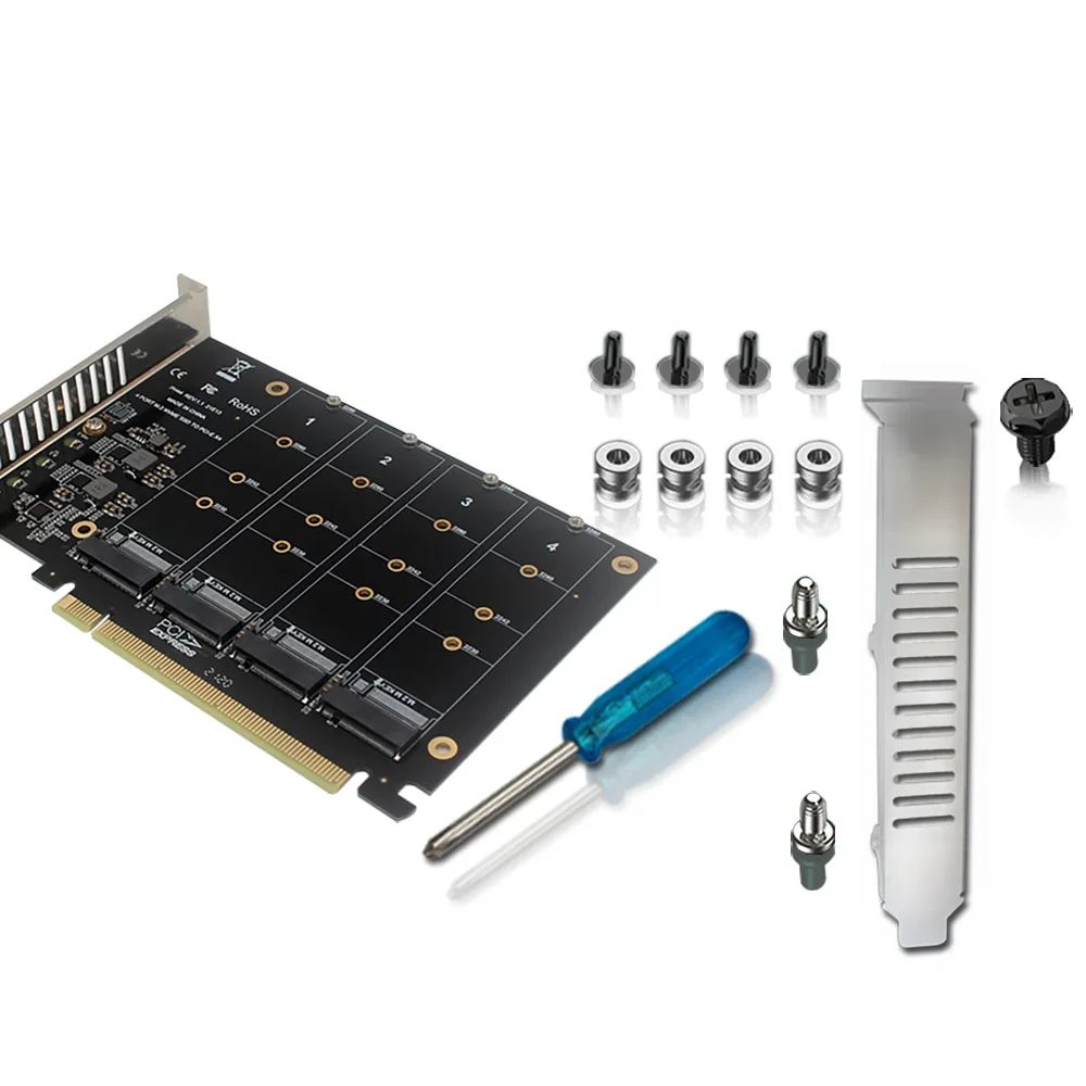 Карта с разделенным сигналом PCI-E 4-мя дисками M.2 NVME для SSD — высокоскоростная