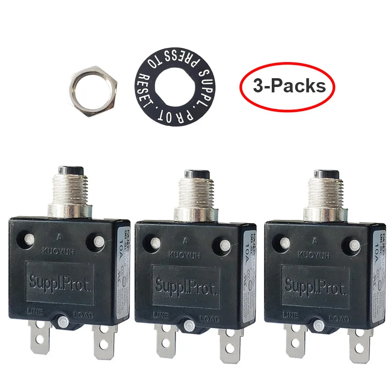 

3pcs KUOYUH 125/250VAC 98 Series 3A 5A 6A 7A 10A 15A 20A 25A 30A 32A 35A 40A 50A Circuit Breakers Manual Push Reset