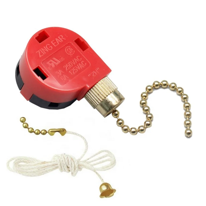 

（1 Pack）Zing Ear ZE-268S1 3 Speed 4 Wire Ceiling Fan Pull Chain Light Switch