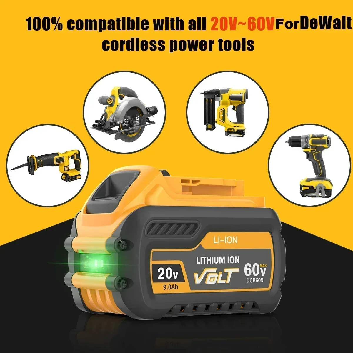 Аккумулятор 60 В для Dewalt DCB200 12 Ач/9 0 Ач DCB606 DCB609 DCB205 DCB206 DCB209 DCB182 12000 мАч MAX