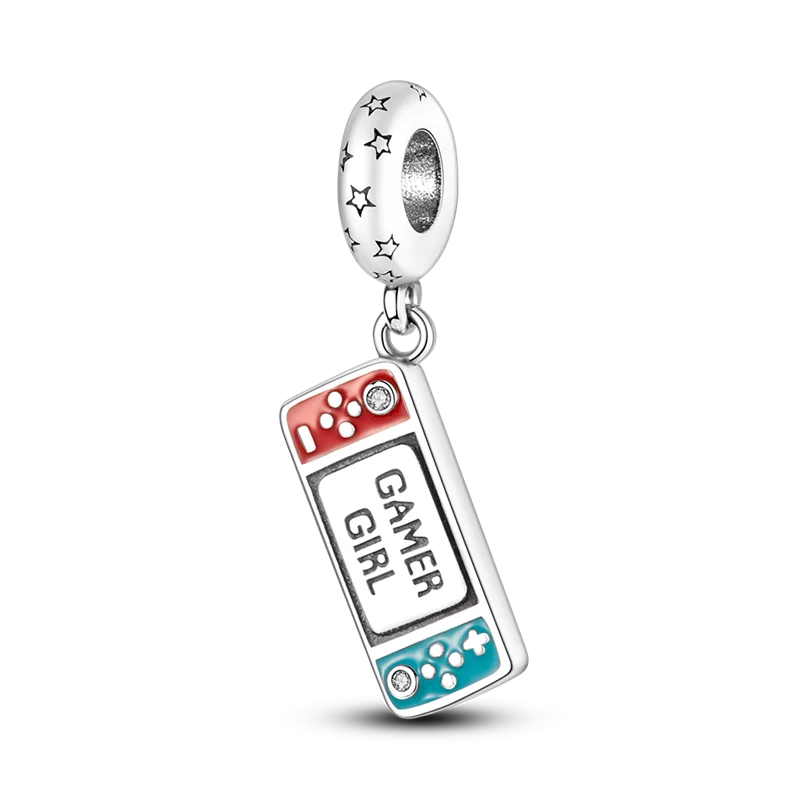 

Genuine 925 Sterling Silver Red and blue game console Charm fit for DIY Charms Bracelet & Bangle Fine Jewelry KTC172