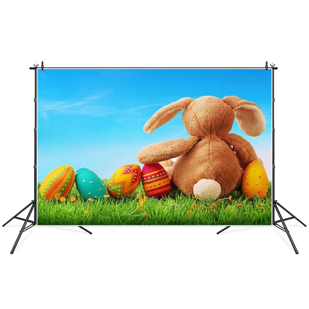 

Easter Photography Backdrops Toy Rabbit Eggs Grassaland Custom Spring Party Decoration Baby Home Photocall Studio Backgrounds