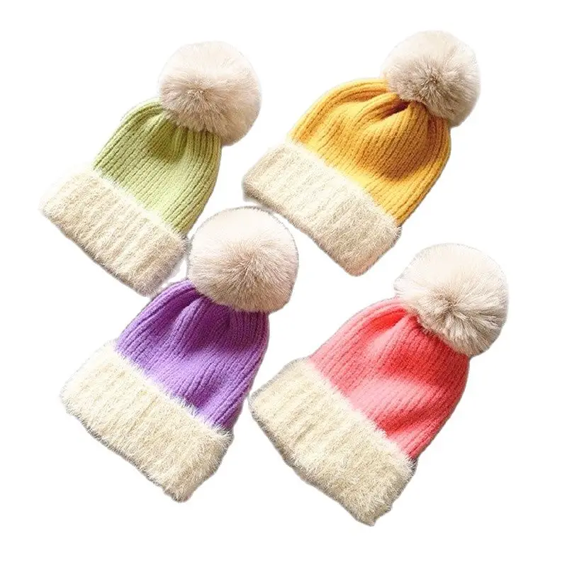 Шапка-бини из кроличьего меха Зимняя женская мягкая теплая вязаная шапка с