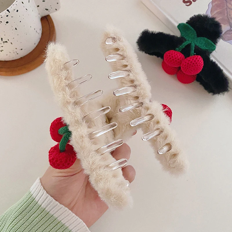 Осенне-зимние девчачьи рождественские милые вишневые банты плюшевые когти для