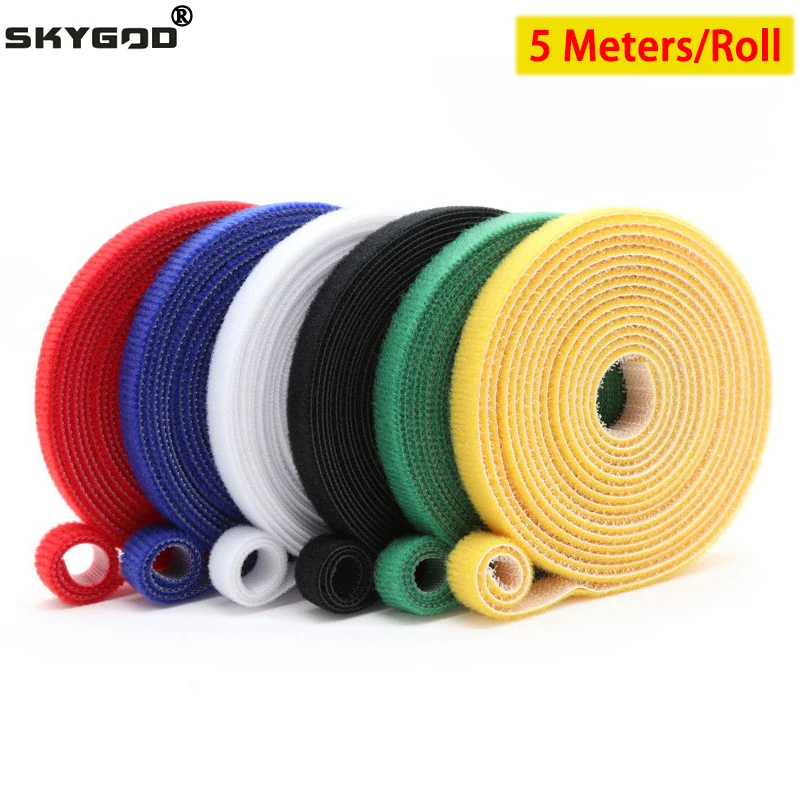 

5 meters per Roll Width 10/15/20/25mm Self Adhesive Tapes Wire Straps Tape DIY Accessories Reusable 6 Colors Cable Tie