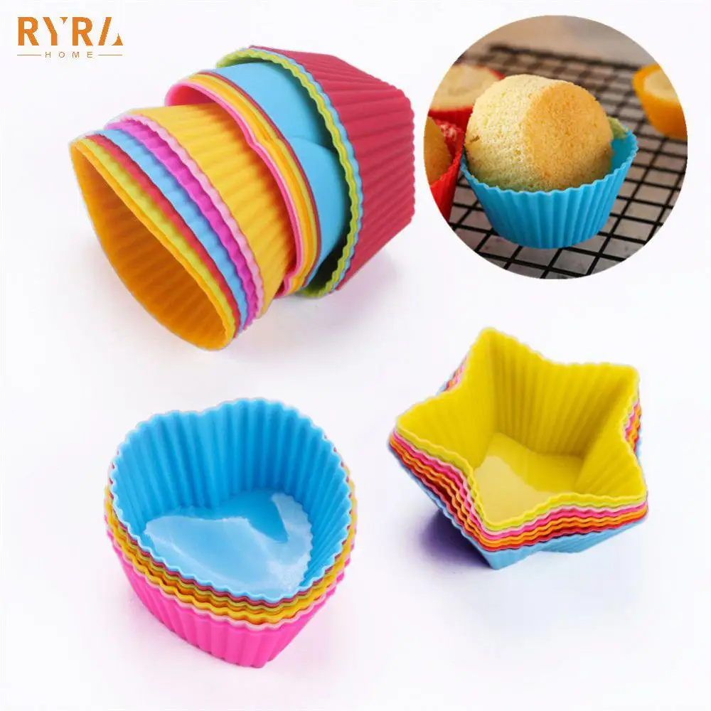 

5pcs Silicone Cake Mold Love Square Rose Star Shape Muffin Cupcake Baking Molds DIY Cake Pan Decorating Tools Cooking Supplies