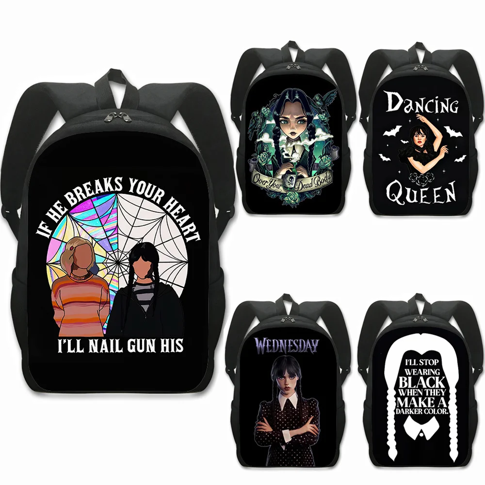 

Wednesday Addams and Enid Backpack Teenager Children School Bags Nevermore Academy Daypack Gothic Girl Rucksack Laptop Backpacks