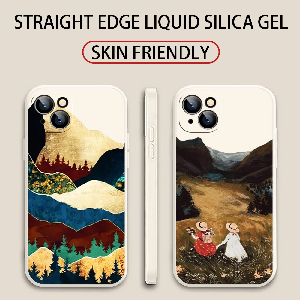 

Fashion Scenery Cute Cartoon Painting New Phone Cases For iPhone 11 12 13 Mini Pro XS Max XR X 8 7 6S 6 Plus Silicon Cover Funda