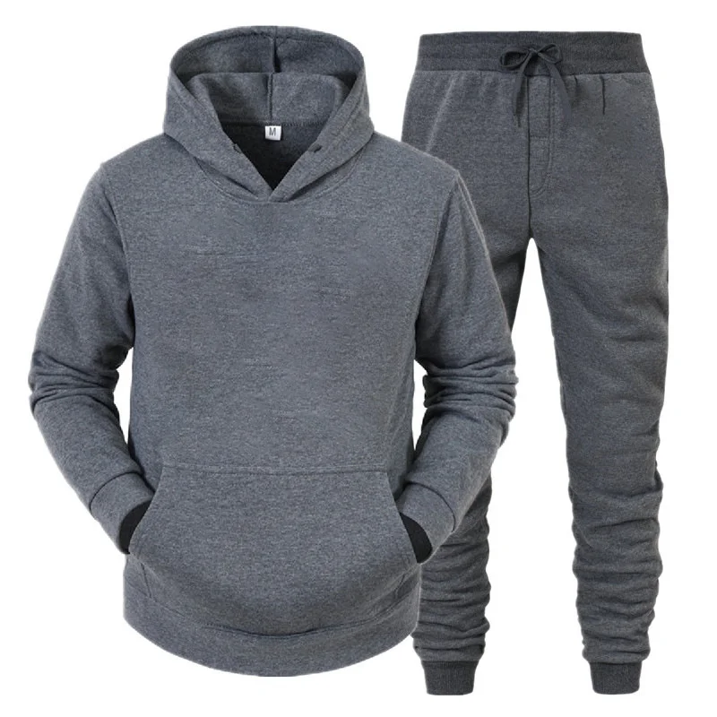 

Men's casual suit sweater two piece suit 2021 hooded sportswear men's wear