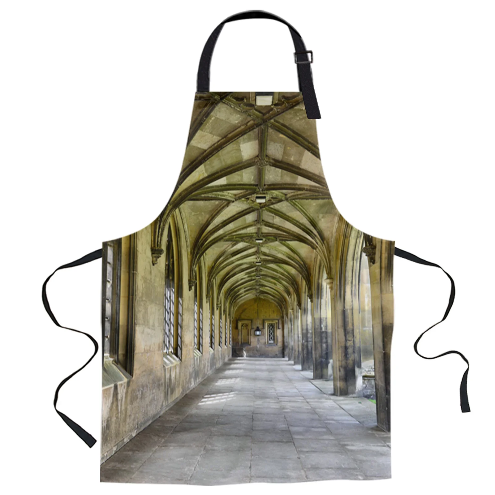 

Corridor Arched Building Long Design Adjustable Canvas Kitchen Coffee Apron Ladies Couple Cooking Dining