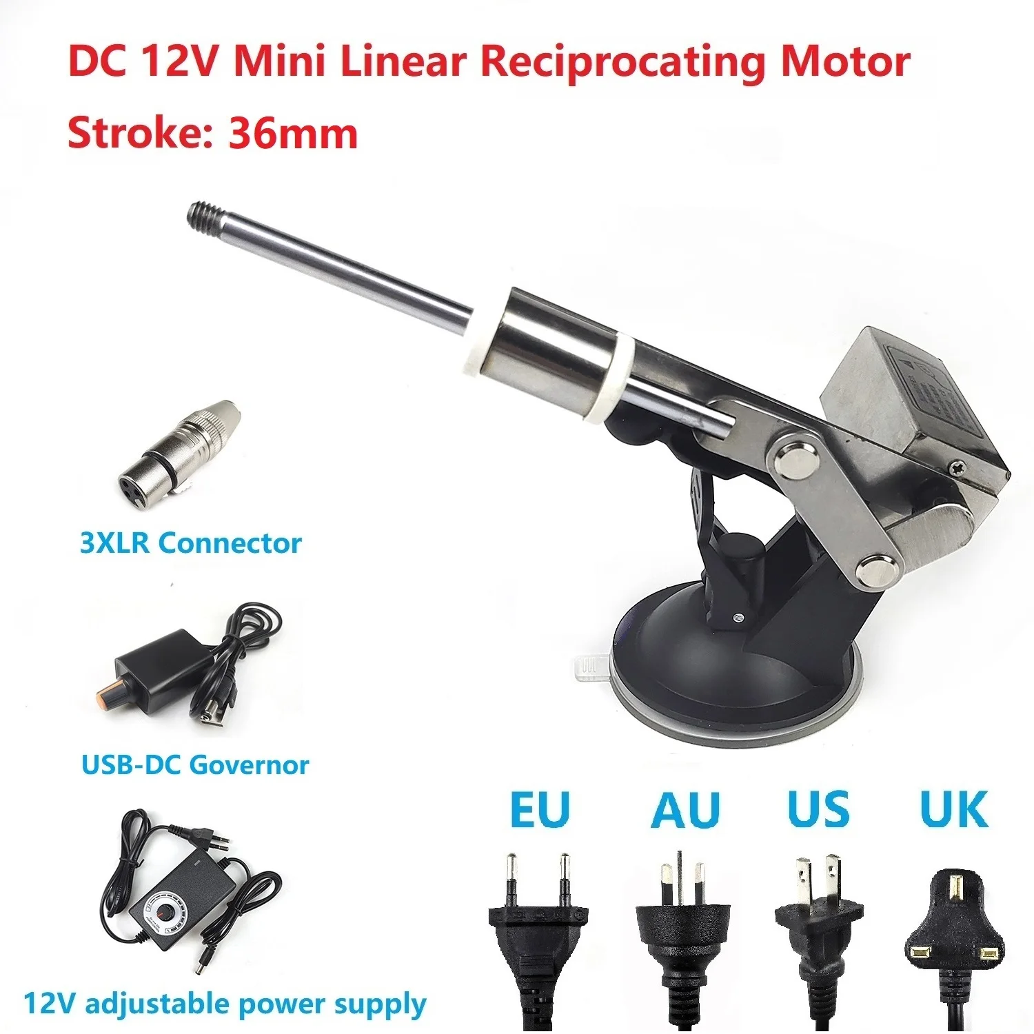 

12V 5V Mobile Power Supply USB Charger Mini Telescopic Linear Actuator 3XLR Connector 36mm Stroke Reciprocating Mechanism Motor