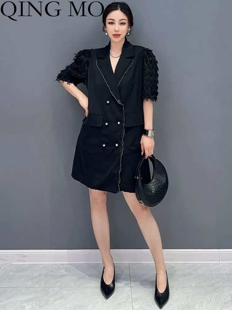 

Женский Повседневный костюм QING MO, черный костюм средней длины, модель ZXF2917 в Корейском стиле на лето, 2023