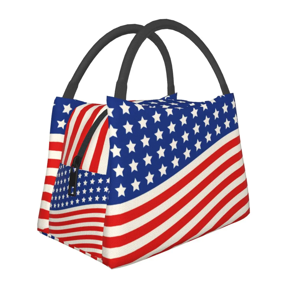 

American Flag Print Lunch Bag Stars and Stripes 4th of July Lunch Box Retro School Cooler Bag Waterproof Thermal Lunch Bags
