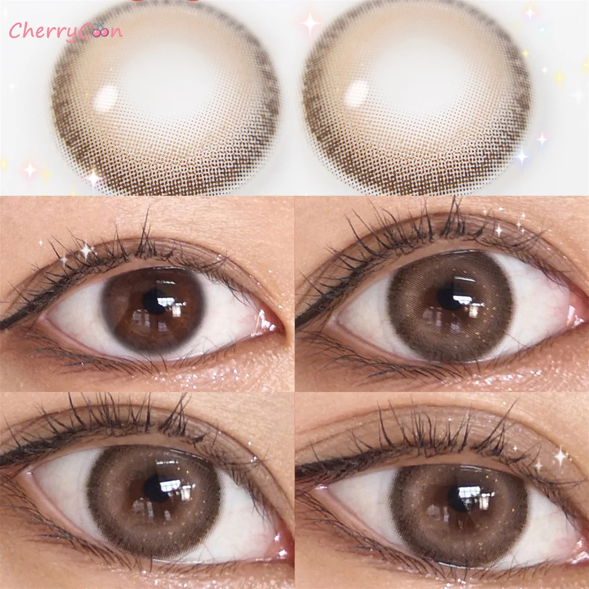 

CherryCon Fine brown new popular Contact Lenses Colored Softfor Eyes big beautiful pupil Contact Lens Myopia degrees 2pcs/Pair