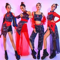 2022 new women gogo dancer costume hip hop jazz pole dance clothing chinese style drag queen dj stage wear rave festival outfit