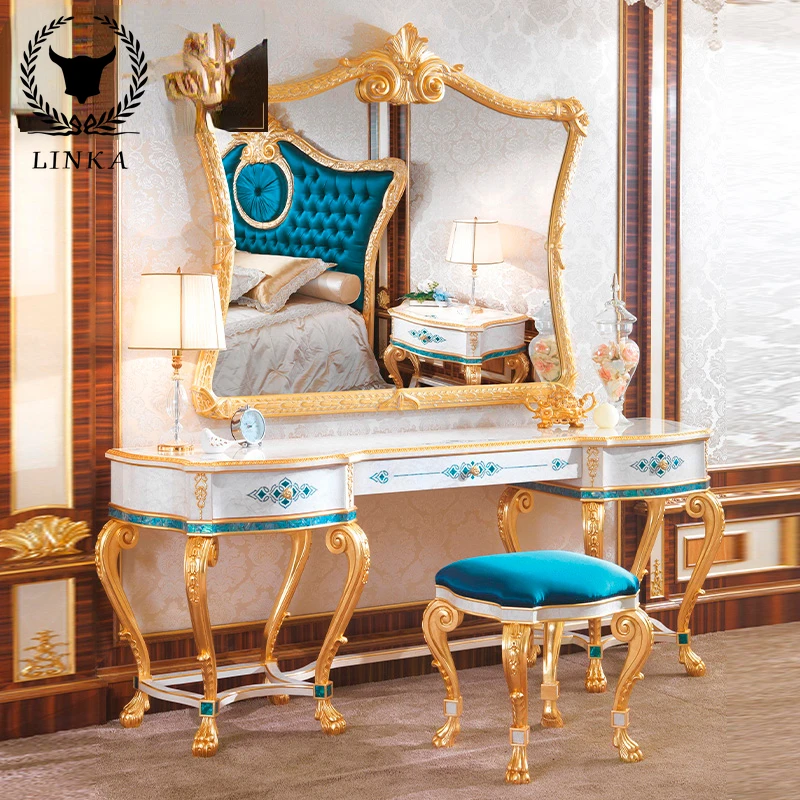 

European solid wood dressing table French bedroom dressing table villa Princess dressing table Luxury Furniture Customization