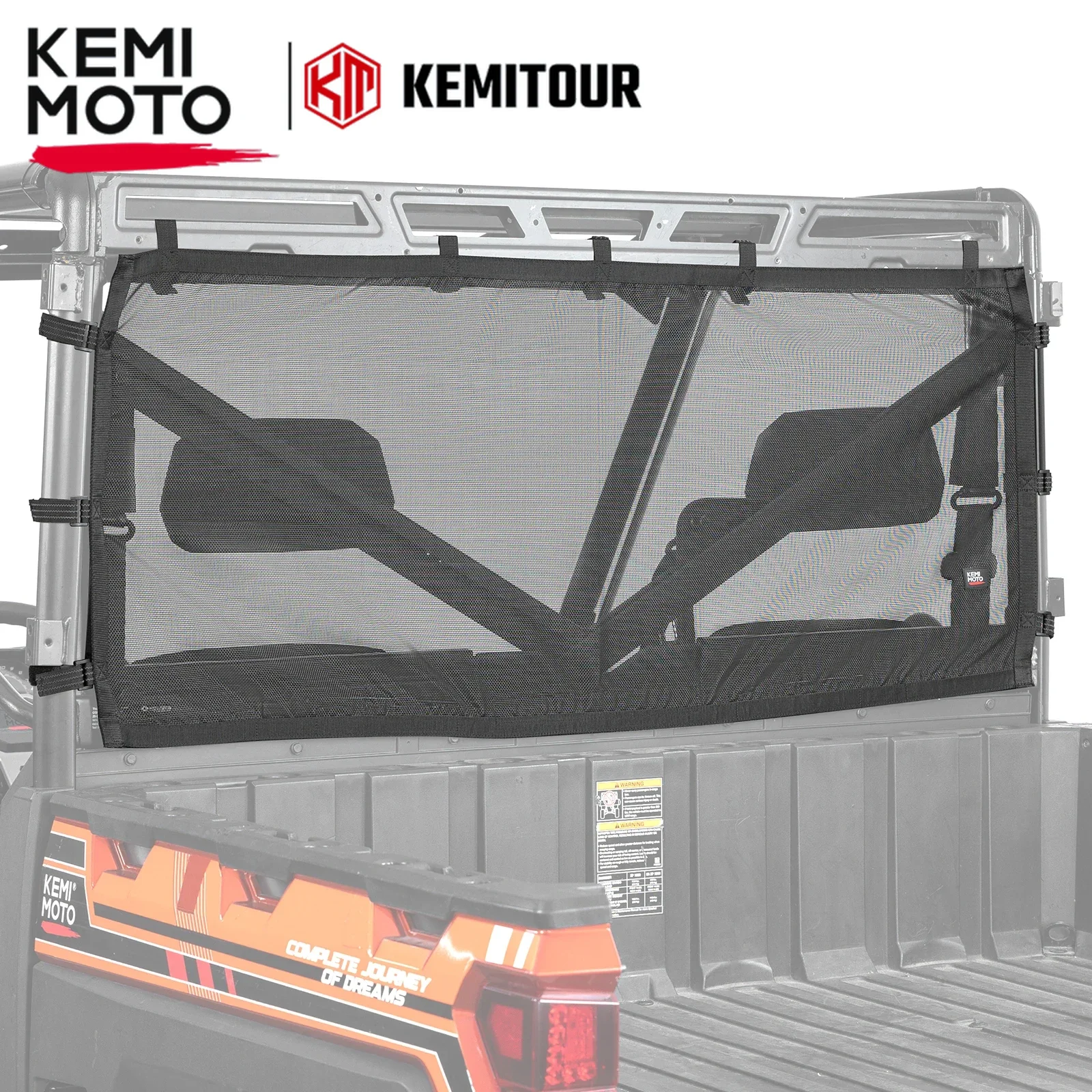 Фото Мягкая сетка на заднее окно KEMIMOTO UTV, совместимая с Polaris Ranger XP 1000/Ranger Crew XP 1000 2017-2024, защита от солнца и ультрафиолета №1