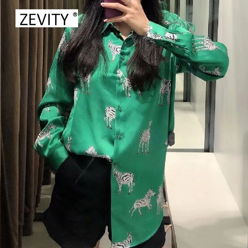 Женская модная Повседневная Блузка с животным принтом Офисная деловая рубашка