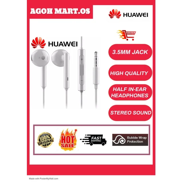 

( READY STOCK ) Original Huawei AM115 With Microphone 3.5 mm Jack Fast Shipping Ready Stock