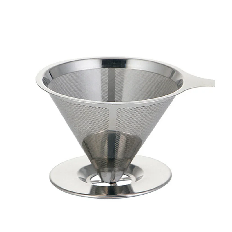 

Reusable Coffee Filter Tea Strainer Stainless Steel Cone Coffee Filter Baskets Mesh Strainer Coffee Dripper with Stand Holder