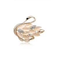 new design opal swan brooches for women lady animal shape brooch pins wedding diy banquet party birthday gift accessories